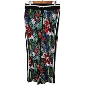 C&C California Large Jogger Leg Pant Floral Wide-Leg Stripe On Side with Snaps